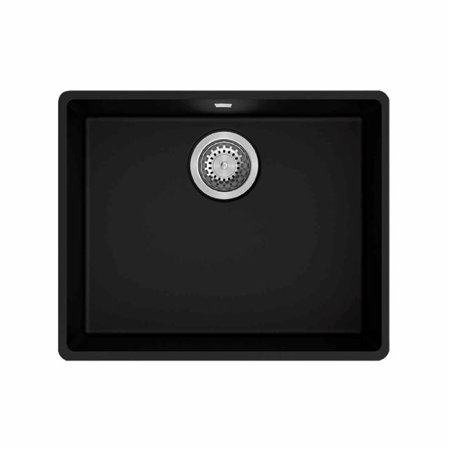 Venus Stone 500B køkkenvask, Matsort m/krom afløb