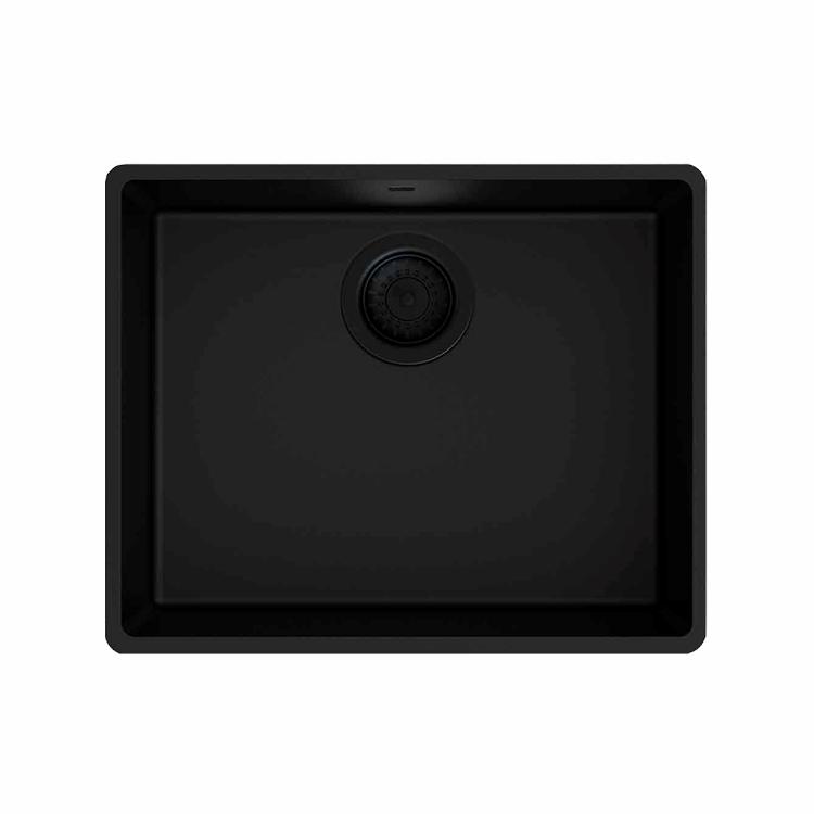 Venus Stone 500B køkkenvask, Matsort m/sort afløb