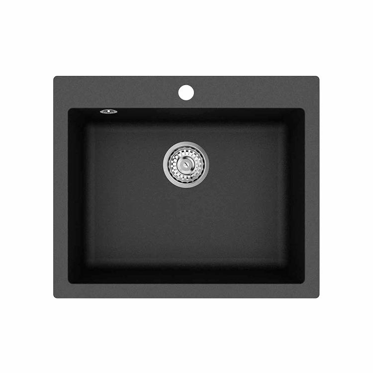 Studio 60 komposit køkkenvask, Sort m/krom afløb