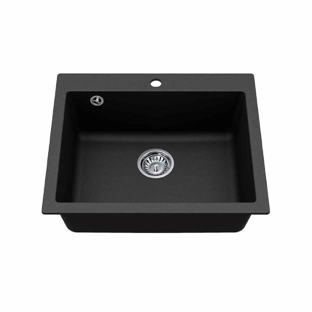 Studio 60 komposit køkkenvask, Sort m/krom afløb