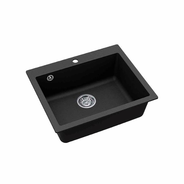 Studio 60 komposit køkkenvask, Sort m/krom afløb