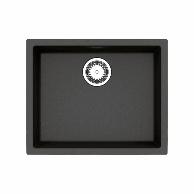 Amsterdam 50 komposit køkkenvask, Black Silvery m/krom afløb