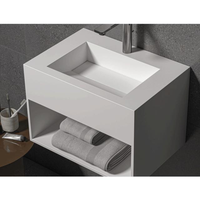 Bari Solid Surface 35x50 håndvask m/hylde, Hvid
