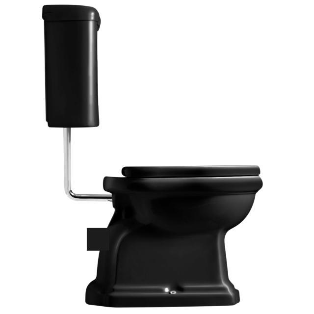 Retro Low toilet m/P-lås, Blank sort m/krom rør