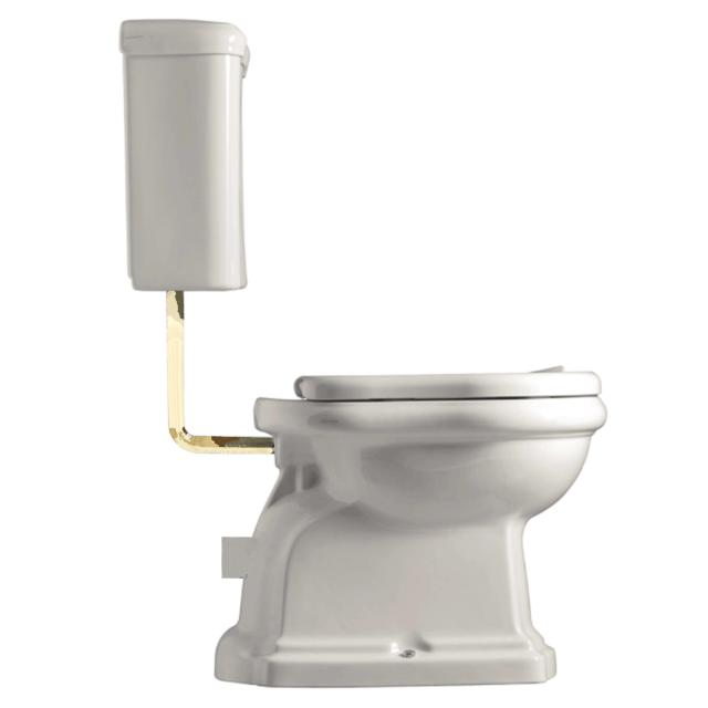 Retro Low toilet m/P-lås, Hvid m/messing rør