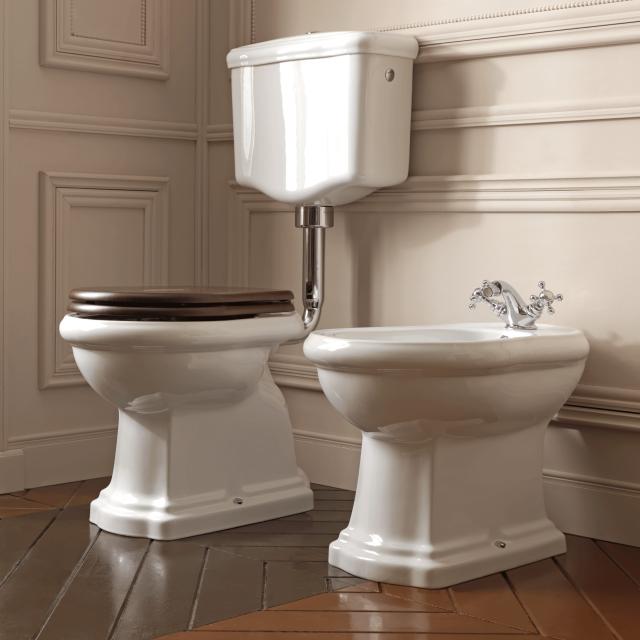 Retro Low toilet m/S-lås, Hvid m/krom rør