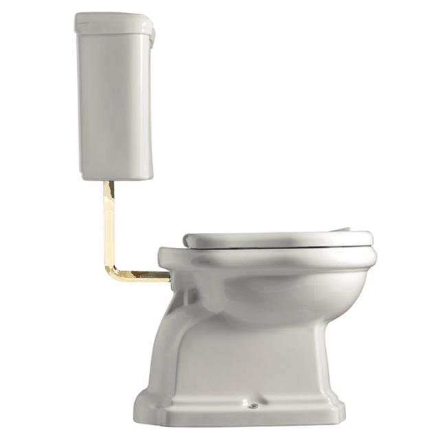 Retro Low toilet m/P-lås, Hvid m/messing rør