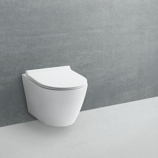 Studio rimless væghængt toilet m/slim toiletsæde, Hvid