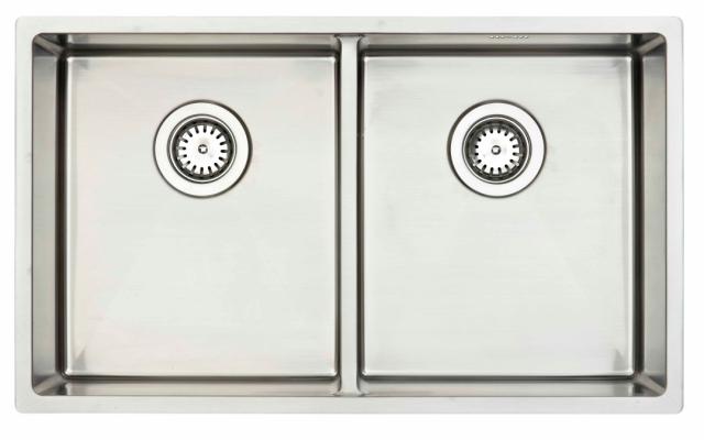 Kubus 840 Soft dobbelt køkkenvask m/lav midtervæg, Rustfrit stål