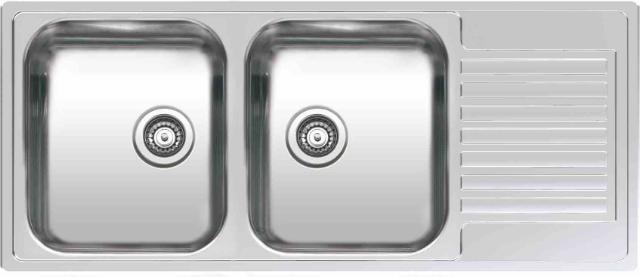 Centurio 30 (R) dobbelt køkkenvask m/bakke, Rustfrit stål