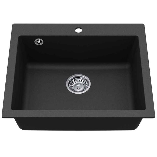 Studio 60 komposit køkkenvask, Sort m/krom afløb