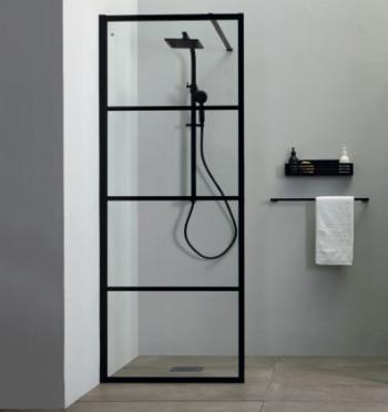 Walk In glasbrusevæg 90x200, Matsort (u/midtersprosse)