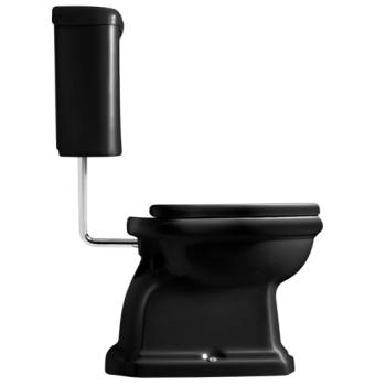 Retro Low toilet m/S-lås, Blank sort m/krom rør