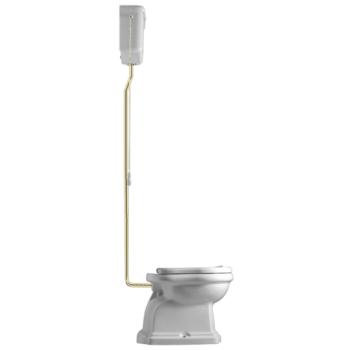 Retro High toilet m/S-lås, Hvid m/messing rør