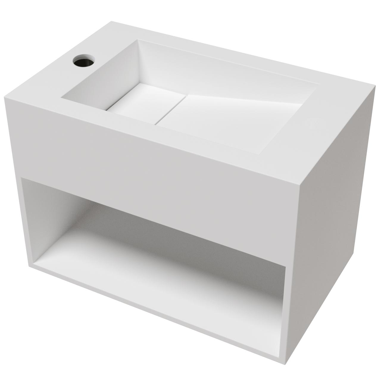 Asti Solid Surface 31x50 håndvask m/hylde, Hvid