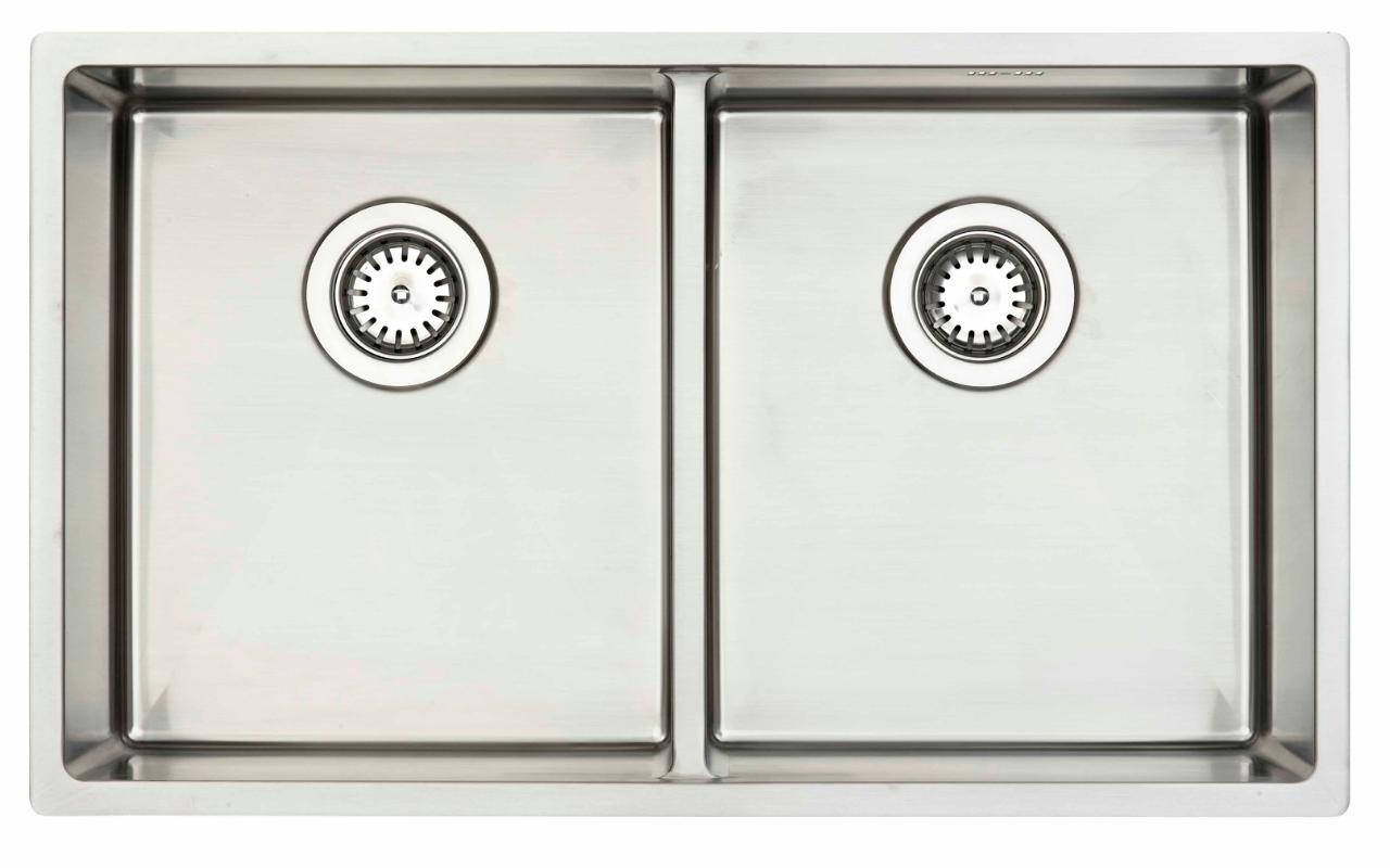 Kubus 840 Soft dobbelt køkkenvask m/lav midtervæg, Rustfrit stål