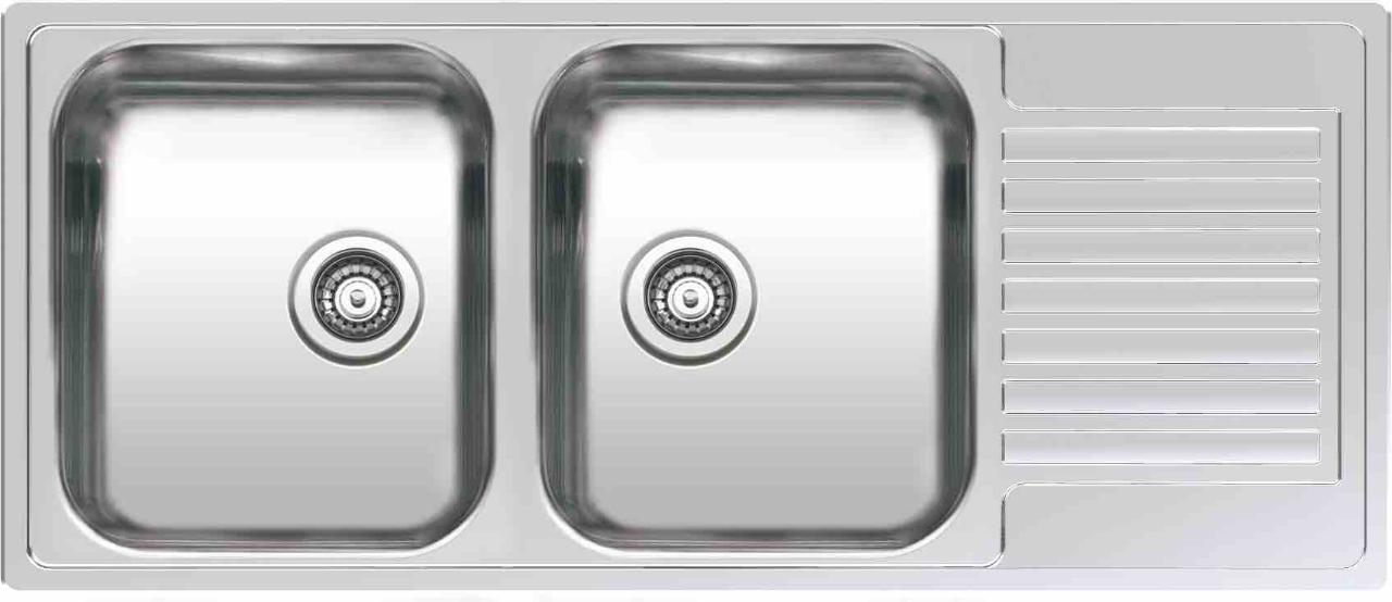 Centurio 30 (R) dobbelt køkkenvask m/bakke, Rustfrit stål