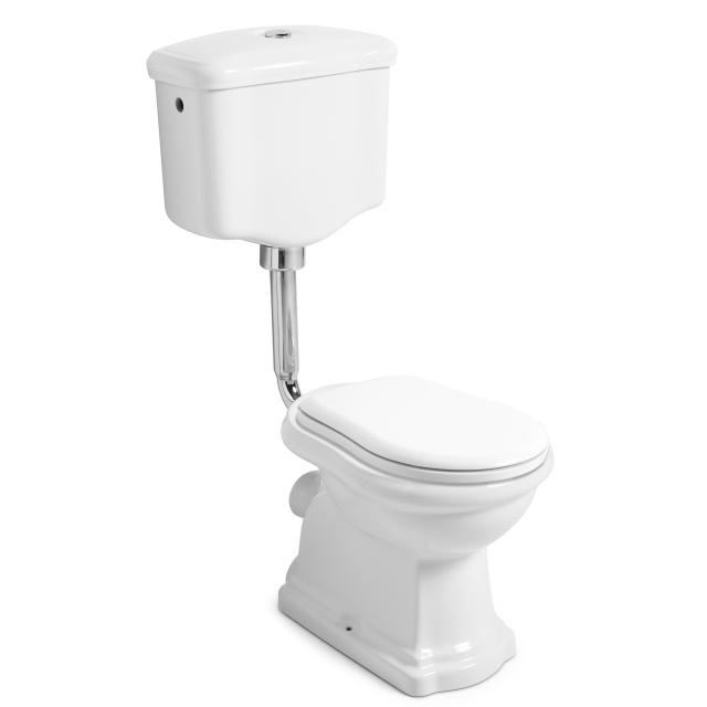 Retro Low toilet m/P-lås, Hvid m/krom rør